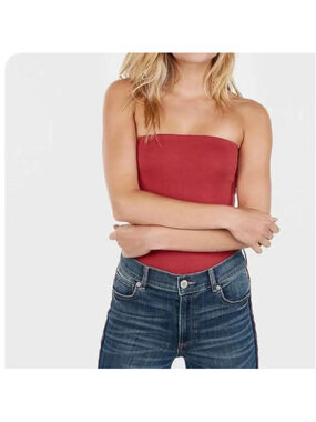 Express One Eleven Tube Top Burnt Orange Size Large Strapless With Built-in Bra